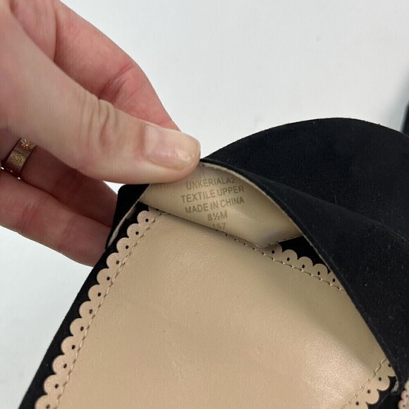 Unisa Strappy Sandal Slide sz 8.5 Black Low Block Heel Slip on - Picture 7 of 8